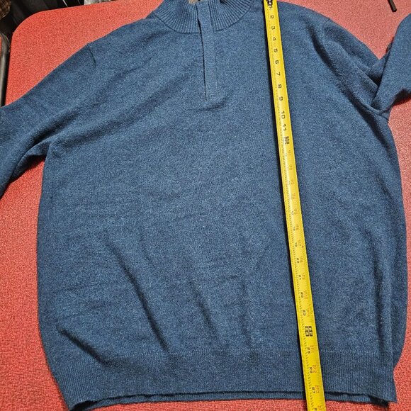 Kinross Cashmere Mens Teal Quarter-Zip Sweater XL Quiet Luxury Academia Preppy - Picture 7 of 8